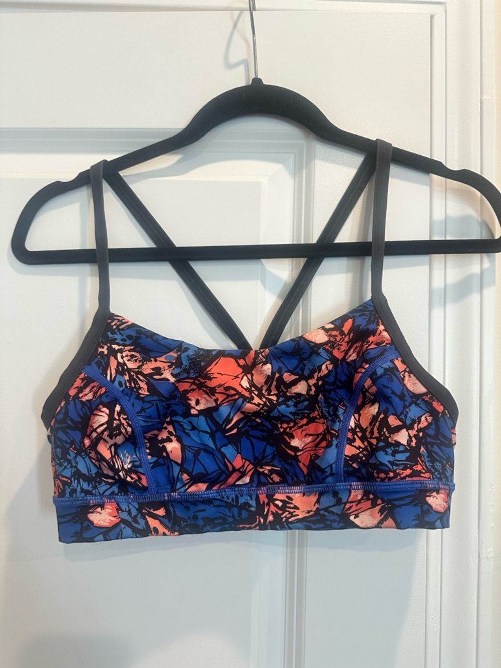 lululemon athletica Floral Strappy Sports Bra - Blue & Coral